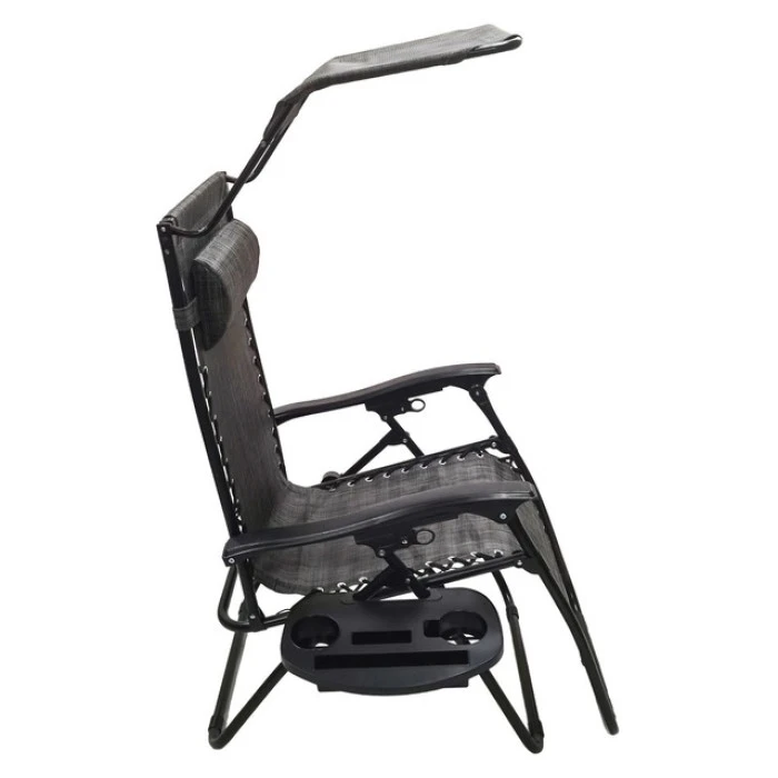 Шезлонг лежак Bonro SP-167A серый с крышкой