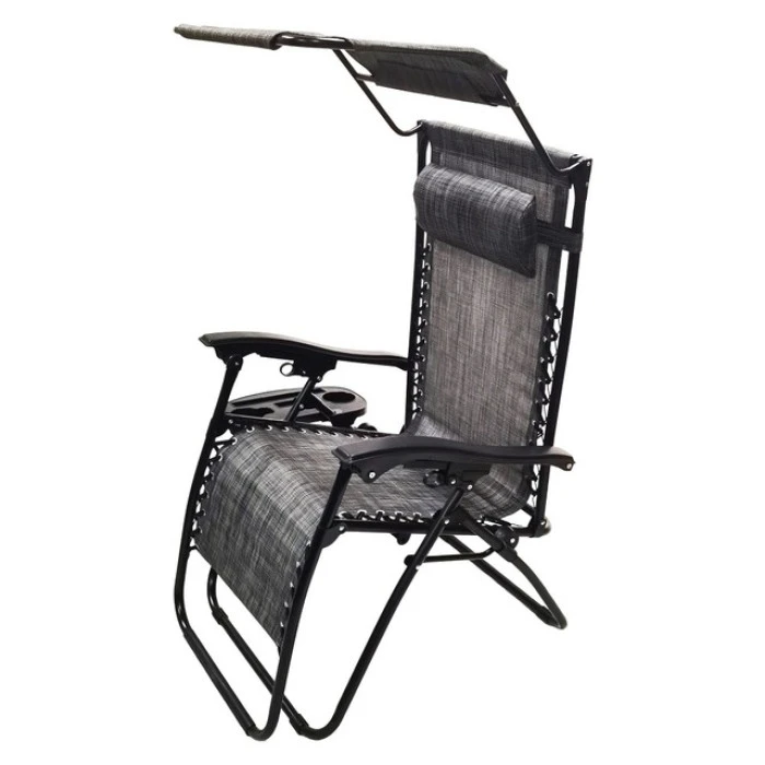 Шезлонг лежак Bonro SP-167A серый с крышкой