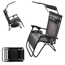 Шезлонг лежак Bonro SP-167A серый с крышкой