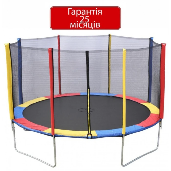 Батут Atleto 374 см з сіткою та драбинкою multikolor