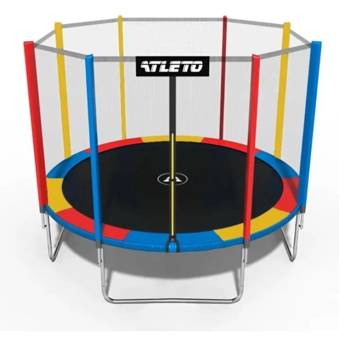 Батут Atleto 374 см з сіткою та драбинкою multikolor