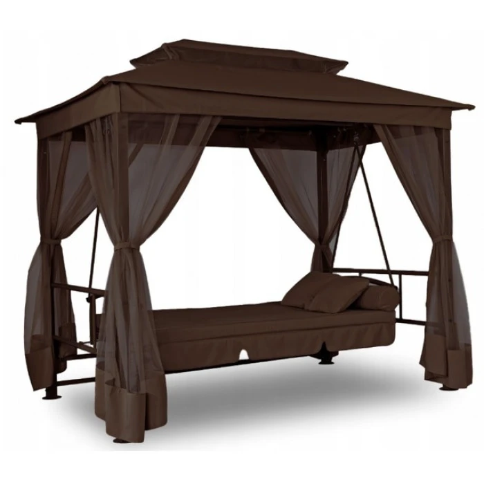 Качеля садова з москитною сіткою Bonro JD3060 коричнева