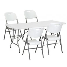 Стол раскладной туристический для пикника Bonro BS 180 см + 4 белых раскладных кресла Bonro BS-53