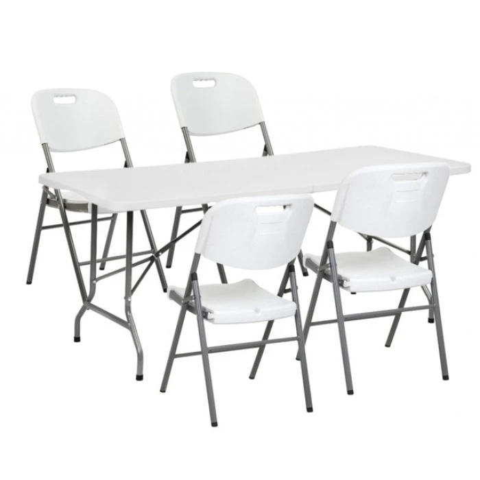 Стол раскладной туристический для пикника Bonro BS 180 см + 4 белых раскладных кресла Bonro BS-53
