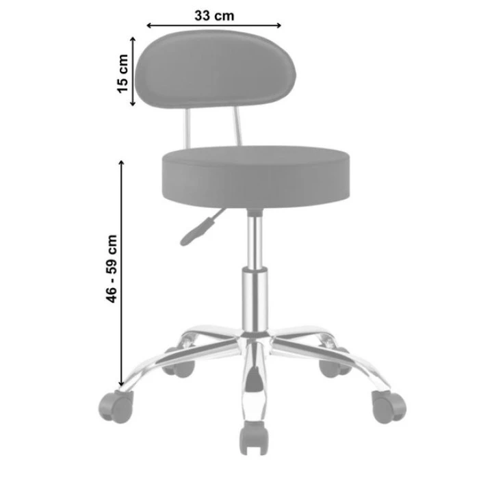 Крісло табурет на колесах зі спинкою кругле Bonro B-491 чорне