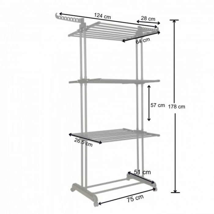 Багатоярусна сушарка органайзер для одягу чорна Bonro B07