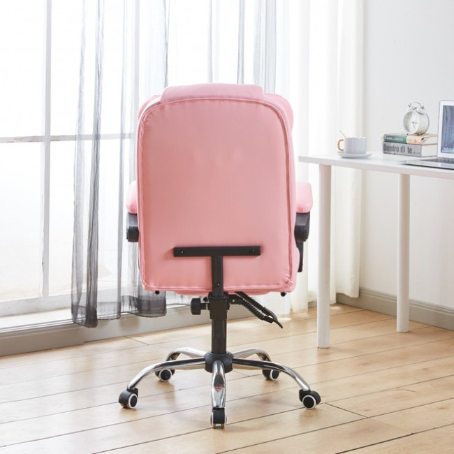 Кресло офисное на колесах Bonro BN-6071 розовое с подставкой для ног