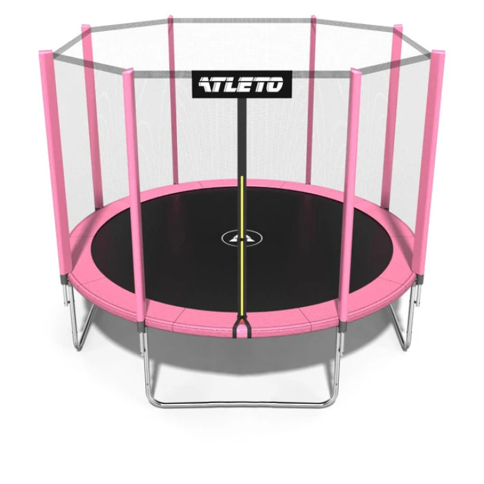Батут дитячий з сіткою та драбинкою 374 см Atleto рожевий
