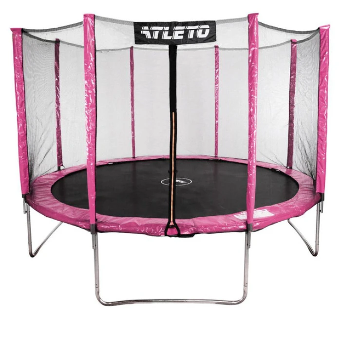 Батут дитячий з сіткою та драбинкою 374 см Atleto рожевий