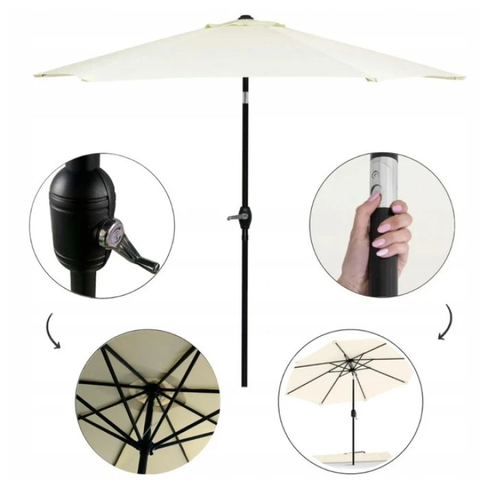 Зонтик садовый регулируемый с наклоном бежевый Bonro B-016 3м 8 спиц