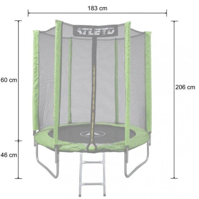 Батут дитячий з сіткою та драбинкою 183 см Atleto зелений