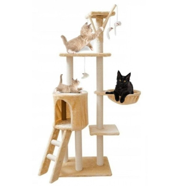 Игровой комплекс-дряпалка для кошек 138 см Bonro B-40 бежевый