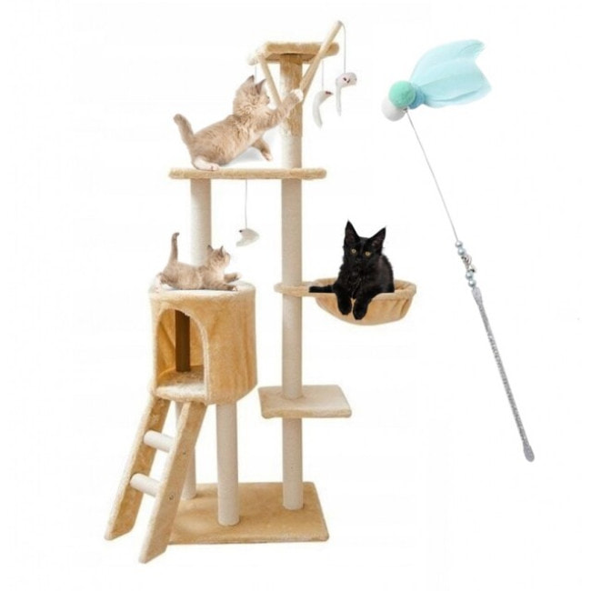 Игровой комплекс-дряпалка для кошек 138 см Bonro B-40 бежевый