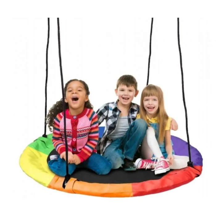 Качели-гнездо для детей круглые с флажками 100 см Spoko SP-002 разноцветная