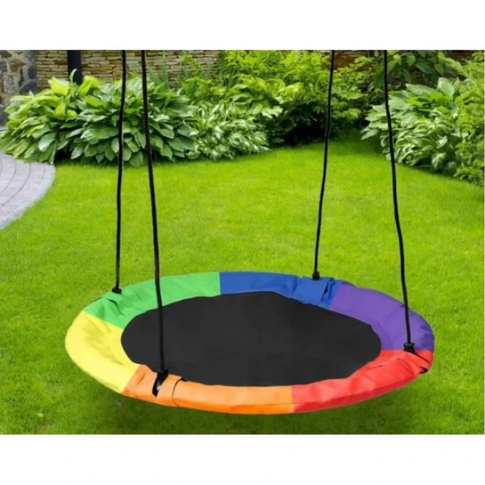 Качели-гнездо для детей круглые с флажками 100 см Spoko SP-002 разноцветная