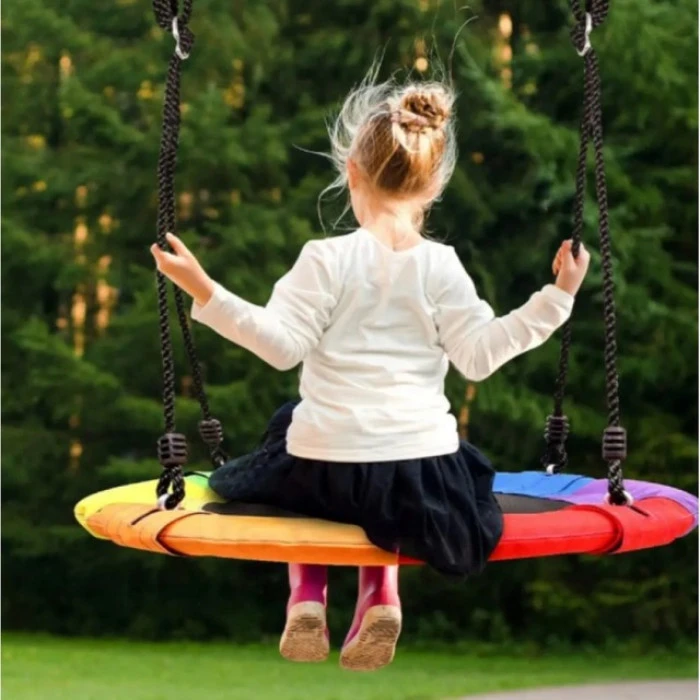 Качели-гнездо для детей круглые с флажками 100 см Spoko SP-002 разноцветная