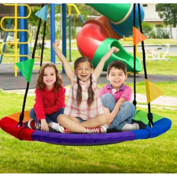 Качели-гнездо для детей круглые с флажками 100 см Spoko SP-002 разноцветная