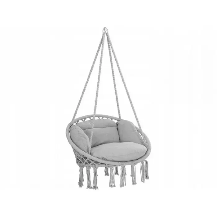 Крісло підвісне бразилійське гойдалка гамак Bonro B-092-3 сірий 120 кг + велика подушка