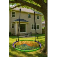 Гойдалка-гніздо кругла дитяча 100 см Spoko SP-5C садова підвісна для вулиці різнокольорова