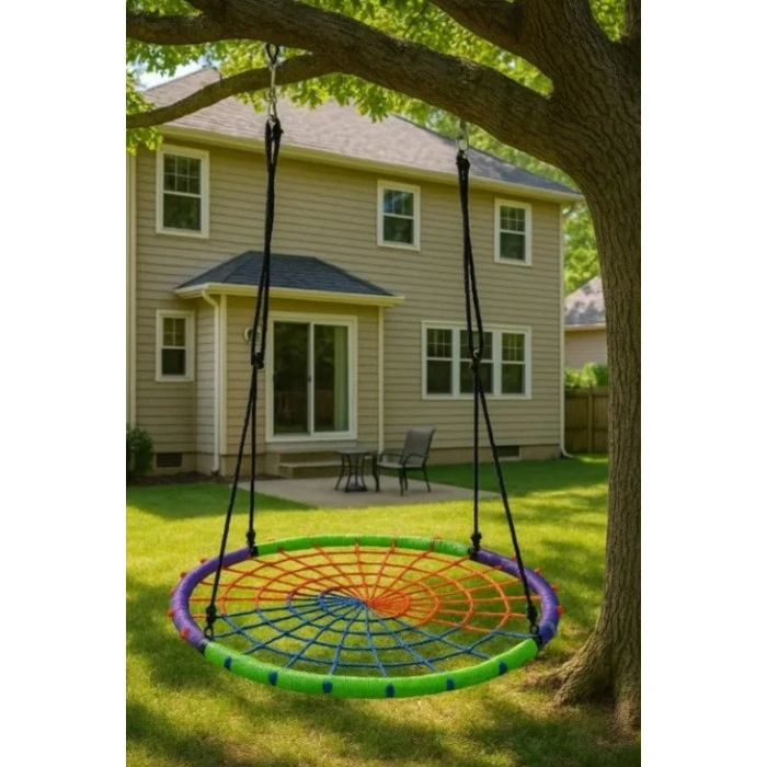 Качели-гнездо круглые детские 100 см Spoko SP-5C садовая подвесная для улицы разноцветная