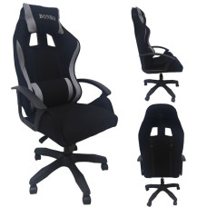 Кресло геймерское из ткани Bonro B-944 черно-серое + 2 подушки.