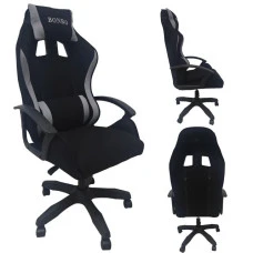 Крісло геймерське з тканини Bonro B-944 чорно-сіре + 2 подушки