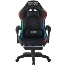 Геймерське крісло з підсвіткою масажем пультом Bonro B-144 чорне
