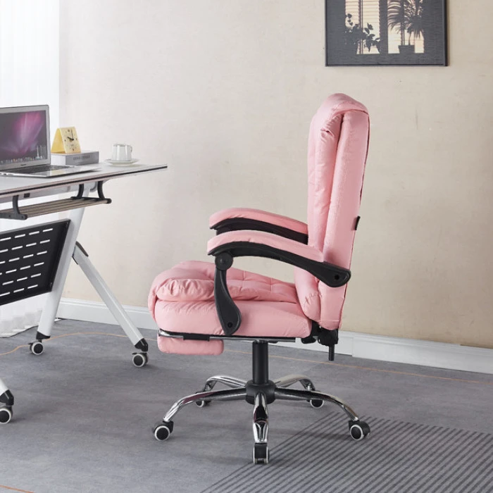 Крісло офісне з масажем та підставкою для ніг Bonro B-6071 рожеве