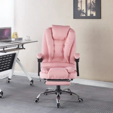 Крісло офісне з масажем та підставкою для ніг Bonro B-6071 рожеве
