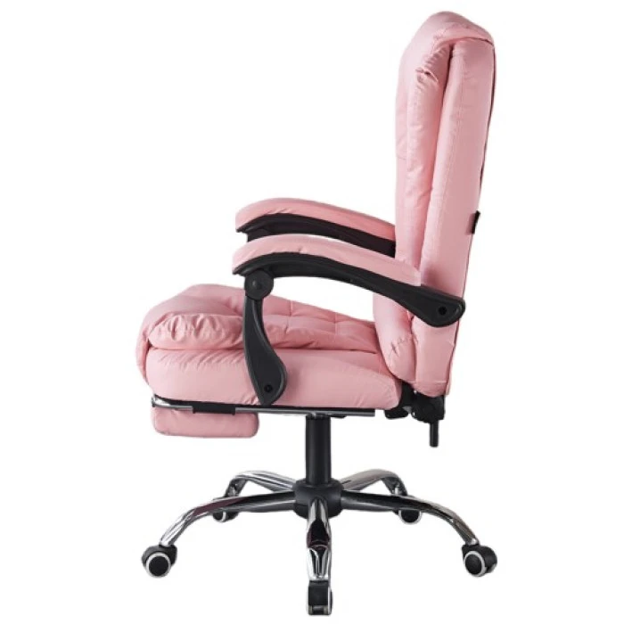 Крісло офісне з масажем та підставкою для ніг Bonro B-6071 рожеве