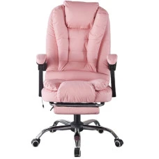 Крісло офісне з масажем та підставкою для ніг Bonro B-6071 рожеве