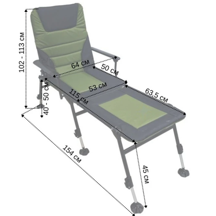 Крісло коропове розкладне Bonro B-24 чорно-зелений + підставка