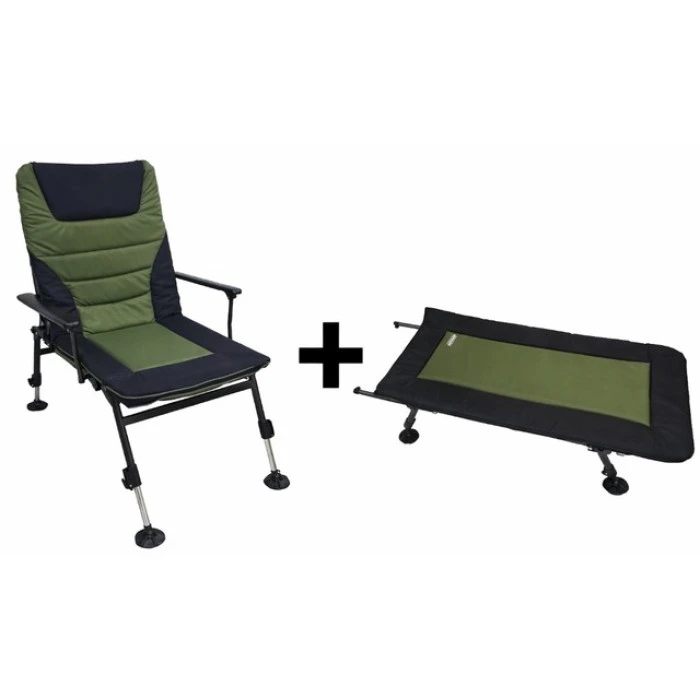 Крісло коропове розкладне Bonro B-24 чорно-зелений + підставка