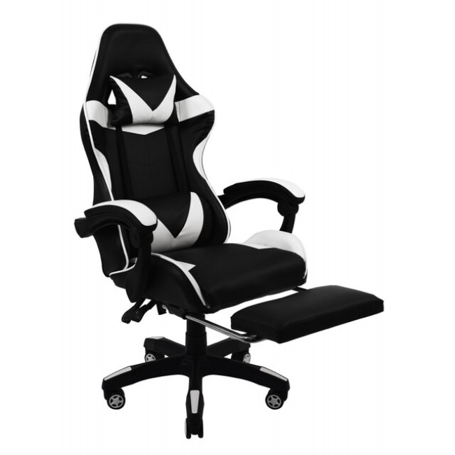 Кресло геймерское Bonro B-810 белое с подставкой для ног