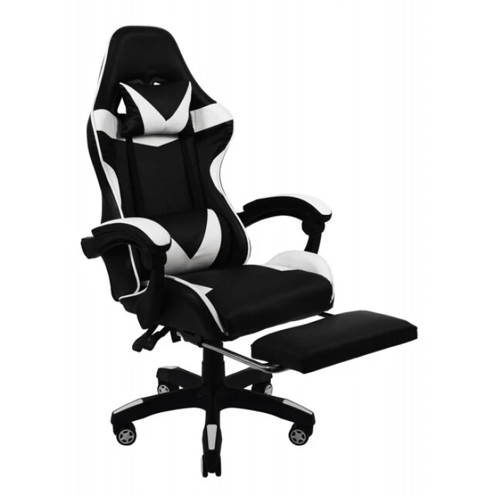 Крісло геймерське Bonro B-810 біле з підставкою для ніг