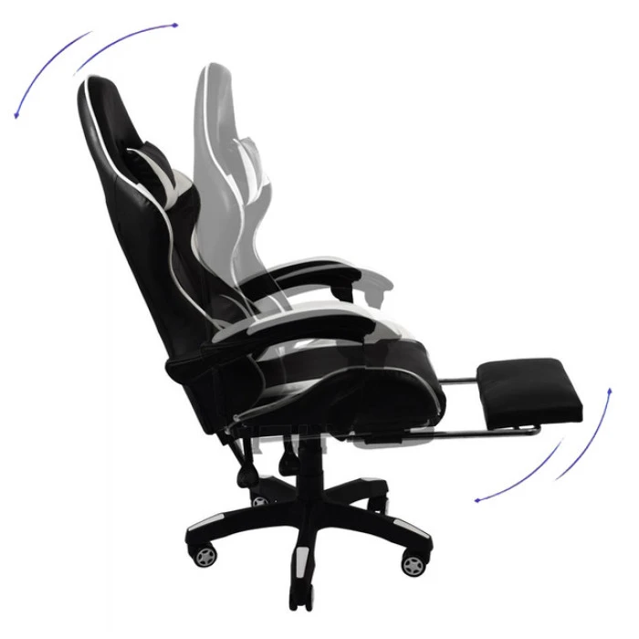 Крісло геймерське Bonro B-810 біле з підставкою для ніг