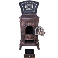 Камин печь буржуйка чугунная Bonro золотая двойная стенка 9 кВт