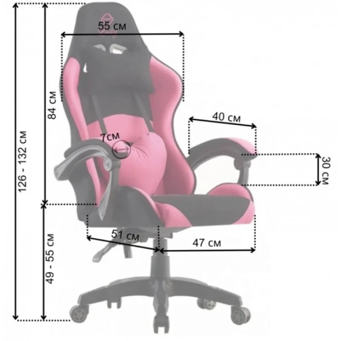 Кресло геймерское Bonro Lady 806 черно-розовое