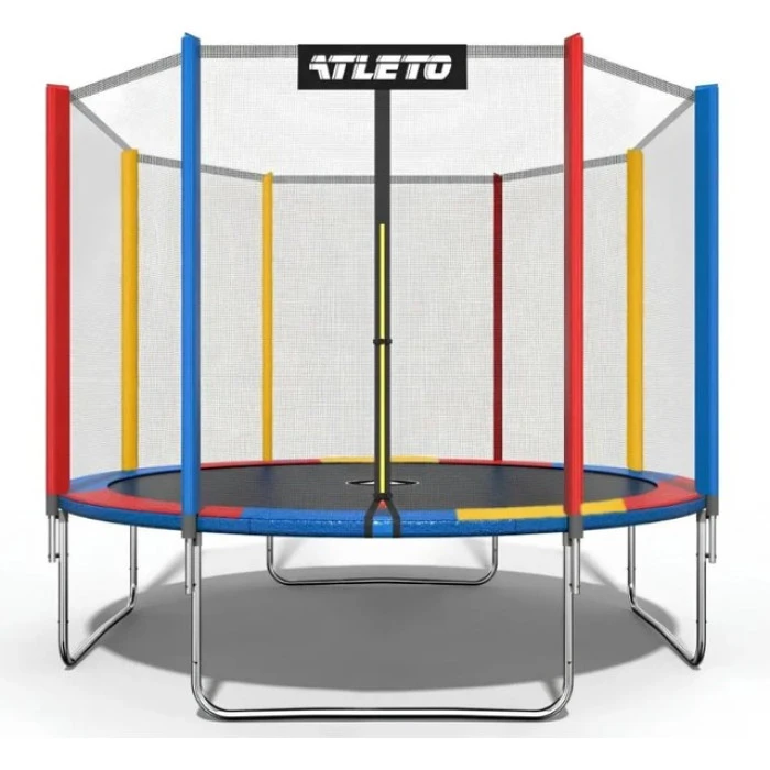 Батут Atleto 404 см з сіткою та драбинкою multikolor