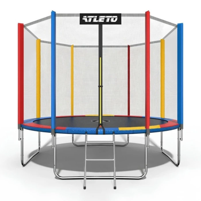 Батут Atleto 404 см з сіткою та драбинкою multikolor