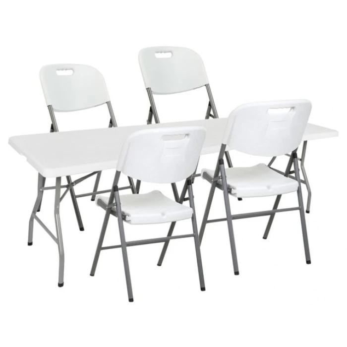 Стол раскладной туристический для пикника Bonro BS 244 см + 4 белых раскладных кресла Bonro BS-53