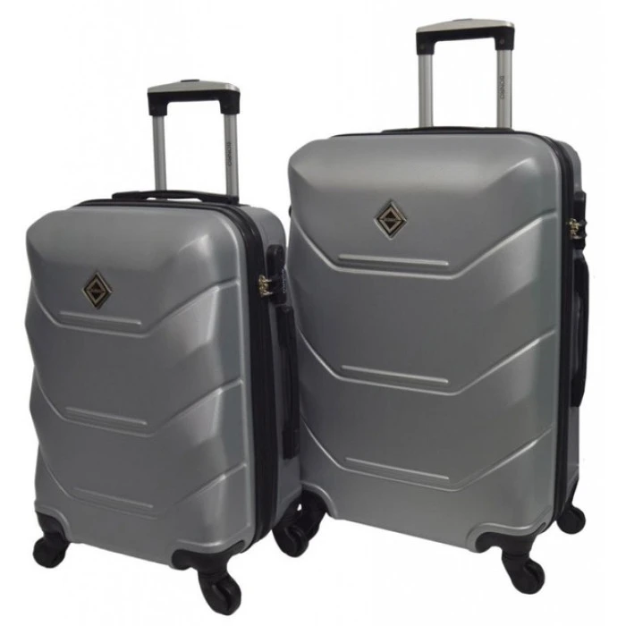 Чемодан комплект пластиковый 2 шт средний большой Bonro 2019 серебряный