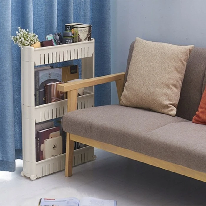 Полиця етажерка для ванної на колесах біла Bonro B03