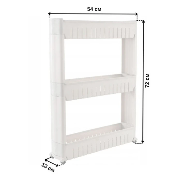 Полиця етажерка для ванної на колесах біла Bonro B03