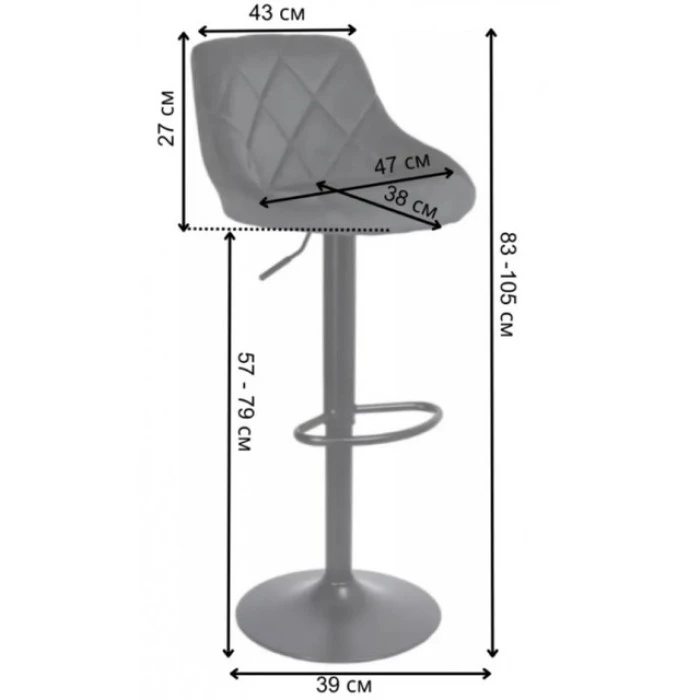 Барный стул со спинкой Bonro B-074 велюр черный с черным основанием