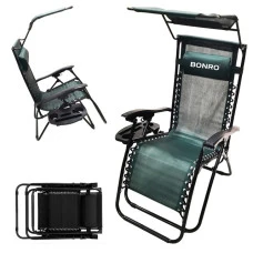 Шезлонг лежак Bonro SP-167A зеленый с крышкой