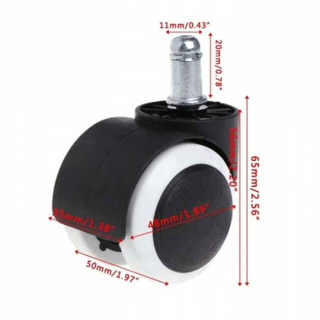 Колесо к офисному креслу нейлоновый комплект 5 шт Bonro черно-белое