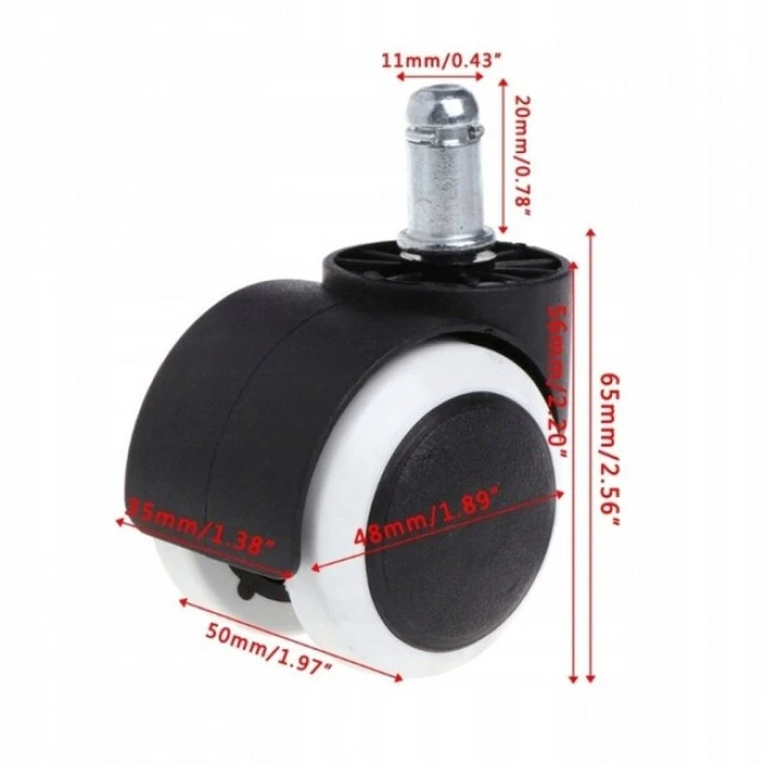 Колесо до офісного крісла нейлонове комплект 5 шт Bonro чорно-біле