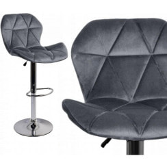 Барный стул со спинкой Bonro B-087 велюр серый