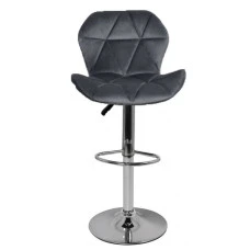 Барний стілець зі спинкою Bonro B-087 велюр сірий